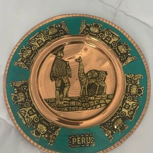 Copper and Green Decorative Plate